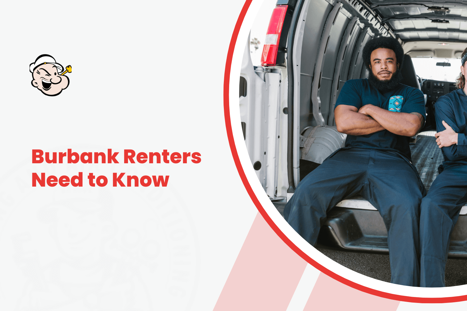 Two movers sitting in back of van with Burbank moving company logo